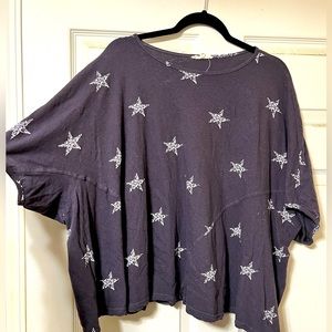 Navy blue with white star short sleeve tee